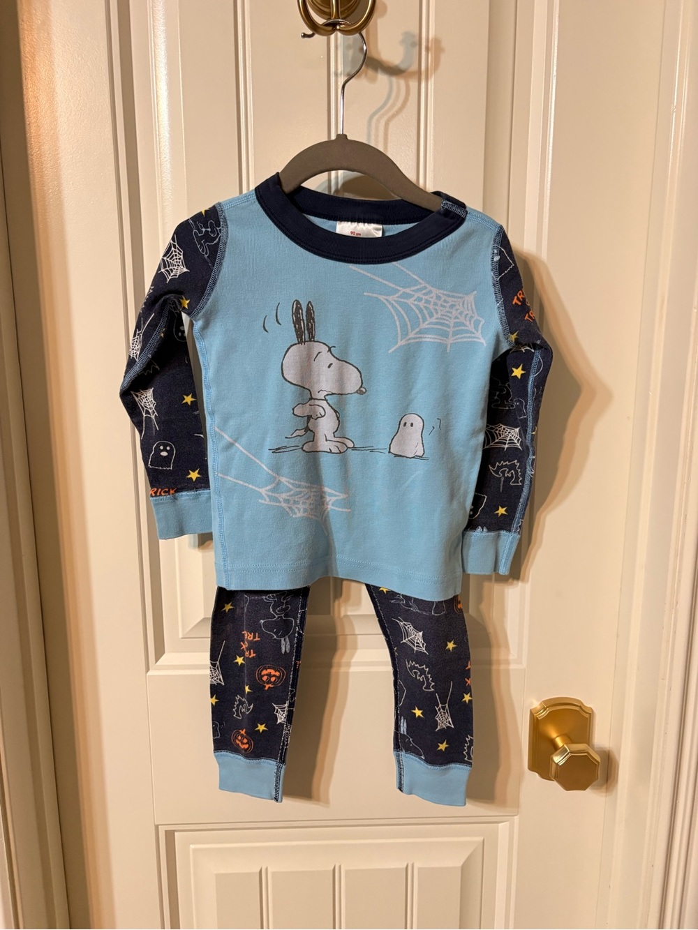 Hanna Andersson Light Blue & Navy Snoopy Halloween Pajama Set